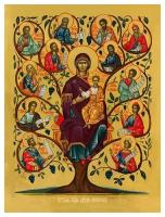 Икона на дереве ручной работы - Древо Иесеево, 15x20x1,8 см, арт Ид3457