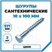 Шурупы Стройметиз сантехнические 10х100, сталь, покрытие - цинк, 2 шт