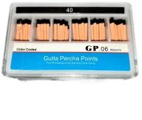 Штифты гуттаперчевые эндоканальные Gutta Percha Points (HAND ROLLED),конусность 06,размер 40,60 штук в упаковке