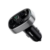 Автомобильное зарядное устройство Baseus T typed Bluetooth MP3 charger with car holder, 12 Вт, RU, серебристый