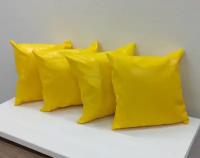 Подушки декоративные из кожзама на диван, интерьерные для декора, 40x40 см, цвет желтый, 4 шт