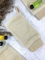 Мочалка перчатка натуральная для тела душа бани и сауны массажная