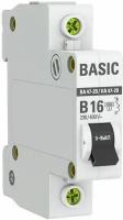 Выключатель автоматический модульный 1п B 16А 4.5кА ВА 47-29 Basic EKF mcb4729-1-16-B
