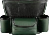 Органайзер между сидениями в машину, сумка-карман автомобильный для мелочей зеленая, кожаная