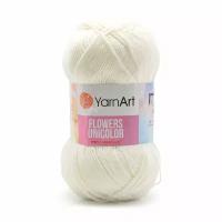 Пряжа для вязания YarnArt 'Flowers Unicolor' 50гр 200м (55% хлопок, 45% полиакрил) (730 белый), 5 мотков