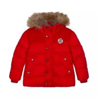 Куртка Gulliver зимняя, отделка мехом, капюшон, карманы, подкладка, размер 98, красный
