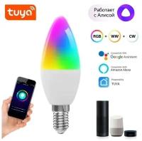 Умная лампочка AOAT RGB с Wi-Fi, Яндекс Алисой, Google Home, Smart Bulb 5W E14