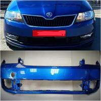 Бампер передний в цвет кузова Skoda Rapid Шкода Рапид (2012-2020) LB5K(0A)- REEF BLUE-Синий