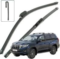 Дворники Toyota Land Cruiser Prado (4) J150 Тойота Ленд Крузер Прадо 150 2-й рест 2017 2018 2019 2020 2021 2022 бескаркасные 650мм-500мм 2шт