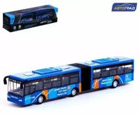 Автобус металлический «Городской транспорт», инерционный, масштаб 1:64, цвет синий