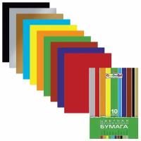 Цветная бумага Hatber А4 мелованная, 10 цветов, Creative, 195х280 мм (N050842)