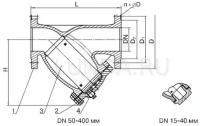 Фильтр чугунный ф/ф Ду 50 Ру 16 Tmax=300°C, IS16 224631