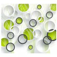 Фотообои флизелиновые Design Studio 3D Объемные зеленые круги 3х2.7м
