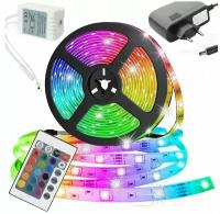 Светодиодная лента цветная с пультом 5050SMD 5 метров, светодиодная лента RGB 60LEDS