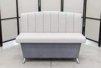 Кухонный диван Альт с ящиком, 120 х 56 см, обивка износостойкий мебельный велюр с оригинальной текстурой, цвет светло-серый / серый