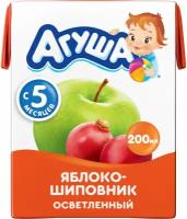 Сок осветленный Агуша Яблоко-шиповник (Tetra Pak), с 5 месяцев, 0.2 кг