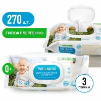 Влажные салфетки Pure&Nature Пантенол и овсяное молочко, липучка, 90 шт, 3 уп