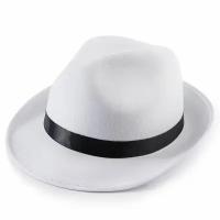 Шляпа Мафиози, фетр, Белый/Черный, 1 шт