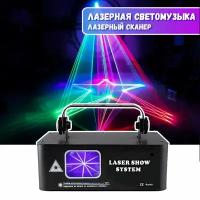 Компактная полноцветная RGB (красный, зеленый, синий лазер) лазерная светомузыка 500mw