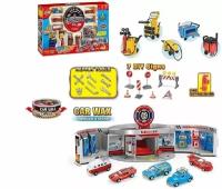Игровой набор детский Автосервис с машинками, игрушечными инструментами и ремонтным оборудованием