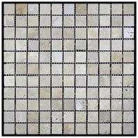 Мозаика из травертина Natural Mosaic TY-25C бежевый светлый квадрат глянцевый