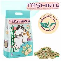 Наполнитель для кошачьего туалета комкующийся древесный Toshiko Зеленый чай, 1,9 кг 5 л