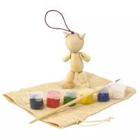 Набор для детского творчества росписи КЛИМО - деревянная игрушка Кошка 12 см