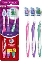 Зубная щетка Colgate Зиг Заг многофункциональная, средней жесткости, промоупаковка 2+1