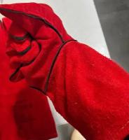 Краги сварщика X-PERT спилковые пятипалые красные / перчатки защитные, рабочие / рукавицы сварочные / жаропрочные / огнеупорные
