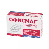 ОфисМаг Скрепки 227582 28 мм, 100 шт (100 шт.)