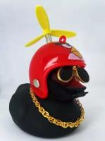Утка в шлеме черная Angry Birds Энгри Бердз в машину с креплением на велосипед и с подсветкой, утка с пропеллером, подарок, Тик Ток Уточка в шлеме