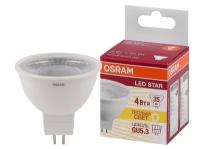 Лампа Osram LED Star MR16, 300лм, 4Вт, 3000К, теплый белый свет, Софит, GU5.3, светодиодная