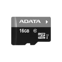 Карта памяти ADATA microSDHC 16 ГБ Class 10, V10, A1, UHS Class 1, R/W 60/10 МБ/с, адаптер на SD, 1 шт., черный