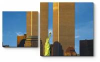 Модульная картина Всемирный торговый центр за Статуей Свободы60x36