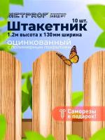 Евроштакетник Line металлический/ заборы/ 0.45 толщина, цвет сосна (LOG) 10 шт. 1.2м