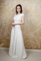 Классическое длинное белое свадебное платье в пол с юбкой годе в стиле минимализма. Размер 42-176
