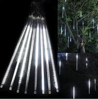 Новогодняя гирлянда уличная - Палки/ сосульки светодиодные, стекающие вниз, рифлёные белые, 30 см, с возможностью наращивания, 3 м