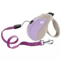 Поводок-рулетка для собак Ferplast Amigo cord M бежевый/фиолетовый 5 м