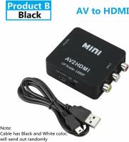 HD Видео конвертер mini AV2HDMI/ Переходник RCA, AV Колокольчики вход на HDMI выход, Full HD черный