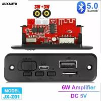 Декодер плата Bluetooth, USB, TF, FM с усилителем мощности звука 2X3W 5V В / блютус для автомобиля и домашних стерео систем / JX-Z01