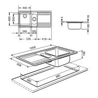 Врезная кухонная мойка Smeg LE102D-2, 50.8х100.8см, нержавеющая сталь