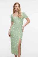 Платье-футляр миди облегающее с разрезом на бедре Befree 2321828560-15-M зеленый принт размер M