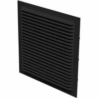 Решетка вентиляционная квадратная черная с сеткой РВ 192х192