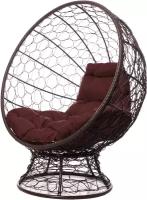 Кресло садовое M-Group Кокос на подставке ротанг коричневый 11590205 коричневая подушка