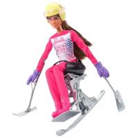 Кукла Barbie Зимние виды спорта Лыжник-паралимпиец, HCN33 темно-розовый