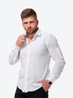 Мужская приталенная льняная рубашка однотонная для мужчин HappyFox, HFCL1004 размер 50, цвет белый