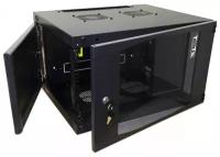 Шкаф настенный 6U 550x600, стекло, черный, разборный, TWT Next TWT-CBWNG-6U-6X6-BK