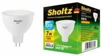 Лампа светодиодная энергосберегающая Sholtz 7Вт 220В софит MR16 GU5.3 2700К пластик(Шольц) LMR3033