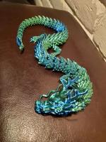 Дракон двухцветный 45см, сине-зеленый, гибкая игрушка-антистресс, подарок, украшение интерьера, коллекционный предмет
