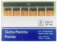 Штифты гуттаперчевые стоматологические (гуттаперча) Gutta Percha Points, конусность .02#40, 120 шт. в упаковке